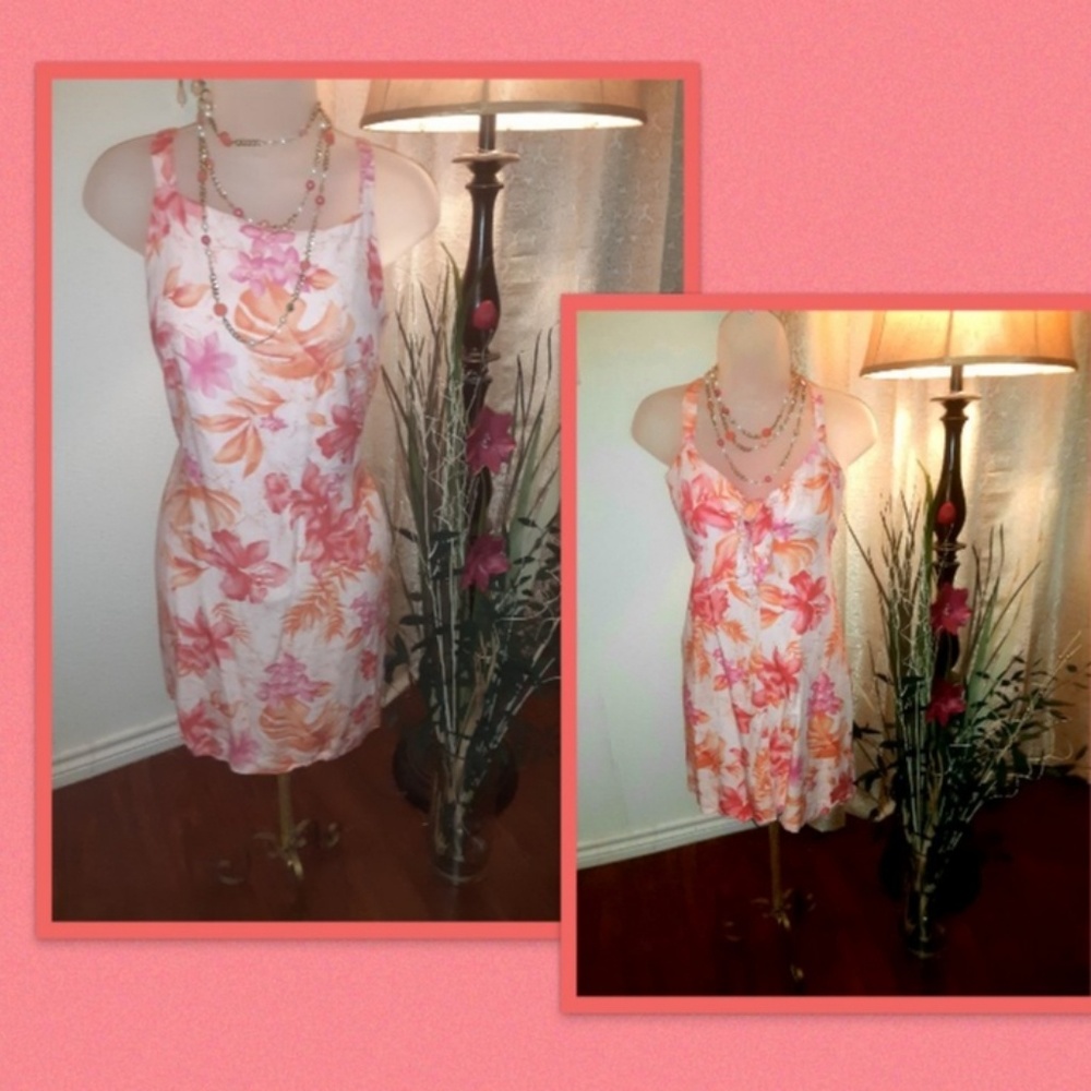 Coldwater Peach & White Casual Dress. PM
